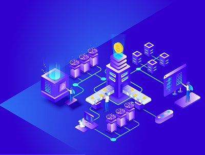 Bitcoin Mining Isometric illustration bitcoin bitcoin mining blue blues classy crypto currency crypto exchange crypto india crypto india ethereum flat gredient illustration isometric design isometric illustration mining modern purple ripple mining ripple mining