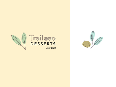 Traileso Desserts 2d adobe adobe illustrator art branding design desserts illustration italy leaves logo olive typography yellow