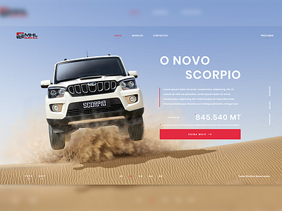 Mahindra Website Hero Concept 4x4 automotive car color desert design hero hero section mahindra minimal mozambique slider ui