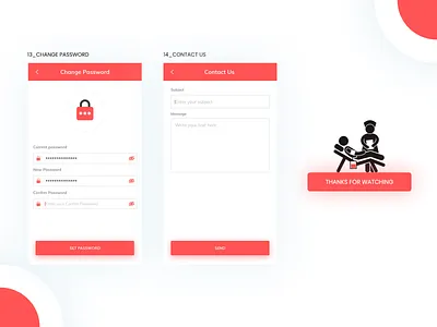 13_Change Password & 14_Contact Us animation app branding change password contact us design icon illustration illustrator logo typography ui ux vector