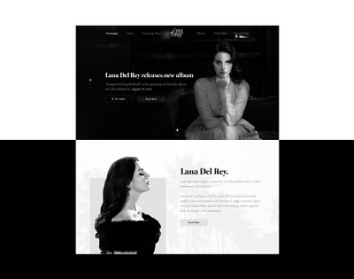 Lana Del Rey - Website Design Concept black black white uidesign web web design website