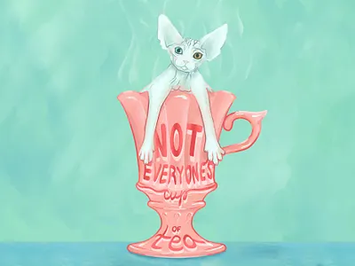 Not Everyone's Cup of Tea - Part 3 cat cat illustration cup digital illustration hairless procreate procreate illustration shiny sphynx sphynx cat sphynx kitten tea victorian