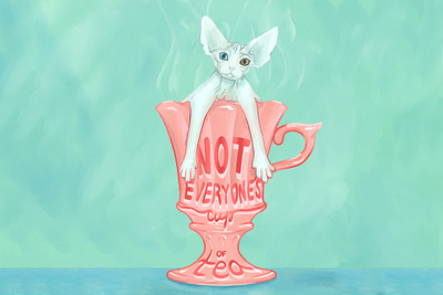 Not Everyone's Cup of Tea - Part 3 cat cat illustration cup digital illustration hairless procreate procreate illustration shiny sphynx sphynx cat sphynx kitten tea victorian
