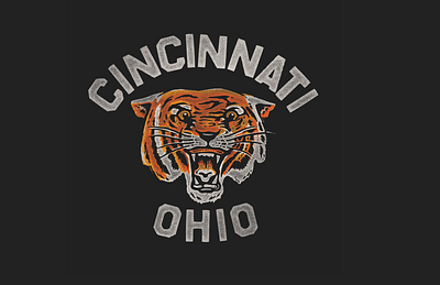 CINCINNATI TIGER 80s bengals cat cincinnati city city illustration edgy football inspiration mascot ohio print retro screen print t shirt tee tiger vintage