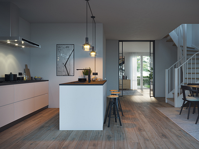 Kitchen interior render 3d 3ds max c4d cgi cinema 4d corona render interior interior design interior rendering octane render realism