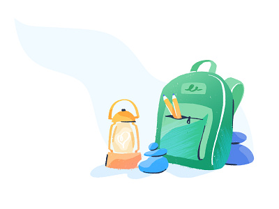 Backpack branding brush drawing illustration illustrator texture