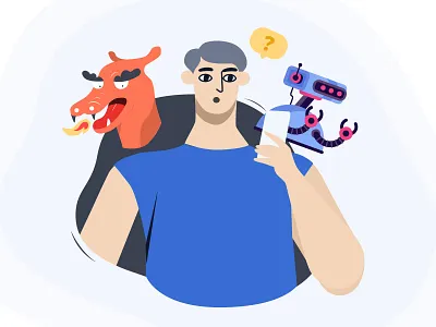 SOSAFE myths app chile community dragon flat illustration myth neighbors people person robot security social sosafe