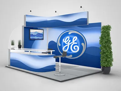 General Electric new booth design concept booth booth design brand branding clean design corporate design corporate identity creative design design out of the box logo design minimalistic stand stand design