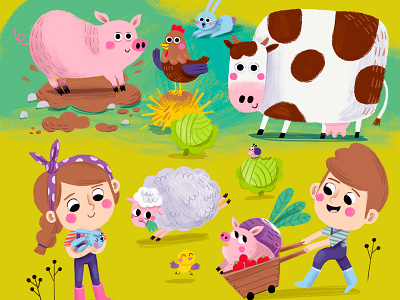 Farm animals animals children childrens book illustration childrens magazine digital illustration illustration art