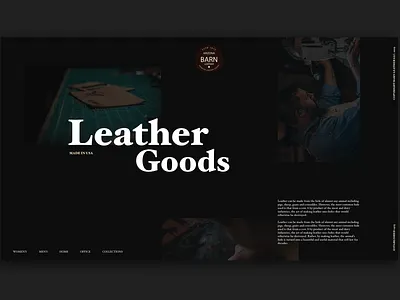 Barn Leather Goods Website adobe xd interface leather leather goods minimal photography typography ui ux web design website