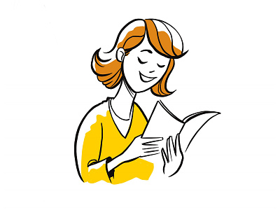 Lets Read caricature cartoon character design comic art design girl illustration ink art line art retro vector