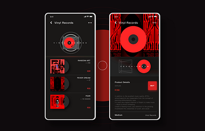 Vinyl record related interface app design ui ux