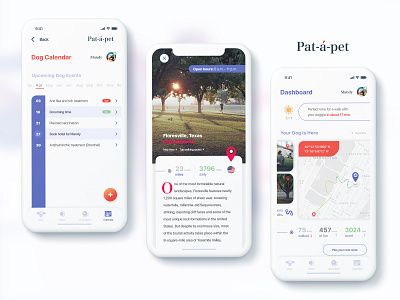 Pat-a-pet application screens application branding calendar dashboard dogs ios location logo pets routes ui ux