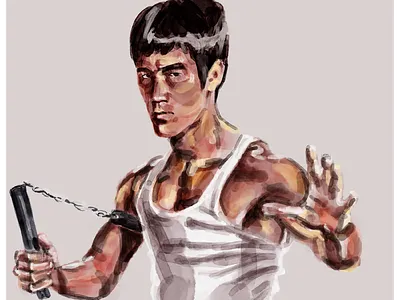 Bruce Lee bruce lee color illustration photoshop watercolor