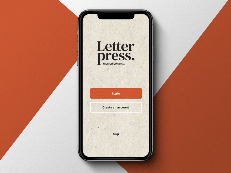 Letterpress - Daily UI 001: Login app branding dailyui001 design flat identity ios letterpress login minimal mobile overprint print signup type typography ui ux