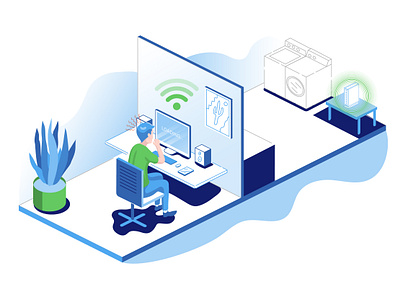 Router Placement Problems computer cox illustration illustrator isometric illustration isometry sitting vector art