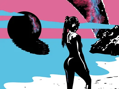 yogaBeachSegretzki art color colorful different girl illustration nebula space vector