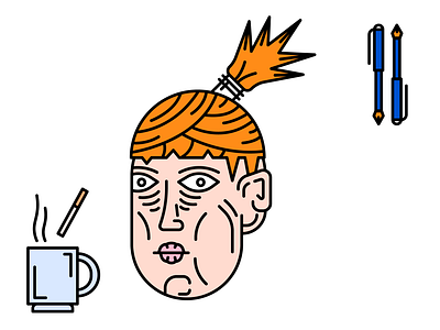 Another face 2d character clean coffee detailed face girl illustration line minimal pen vector