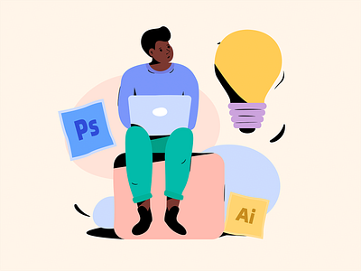 Designers rack their brains to get good ideas color design designer flat illustration illustration art illustrations vector