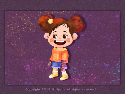 Cheerful girls 1 adorable cartoon cartoon character cartoon illustration character characterdesign cheerful children illustration cute design digital illustration digital painting digitalart girl girl cartoon girl character girl illustration girls illustration purple