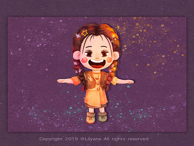 Cheerful girls 4 adorable character characterdesign children illustration cute digital illustration digital painting digitalart dribbble girl girl character girl illustration girls illustration purple