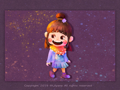 Cheerful girls 3 adorable characterdesign children illustration cute digital painting digitalart girl girl character girl illustration girls graphic design illustration lovely purple