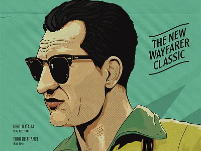 Gino Bartali cycling cyclist design france giro illustration italia italy portrait rayban vector