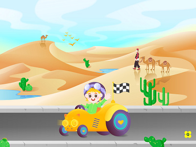 Pathway Desert car desert little boy pathway sky yellow 仙人掌 水 男人 绿洲 行驶 骆驼