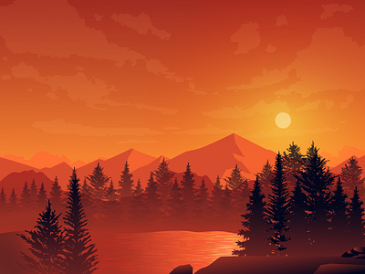 Burning Sunset adobe illustrator design flat design illustration landscape nature sunset vector