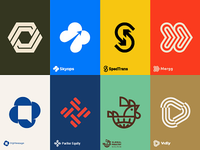 logo selection arrow bird branding chat chicken cloud hexagon icon letter logo mark monogram p play