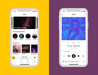 Music App artist home screen ios mobile design music app music art player screen responsive top charts ui design ux