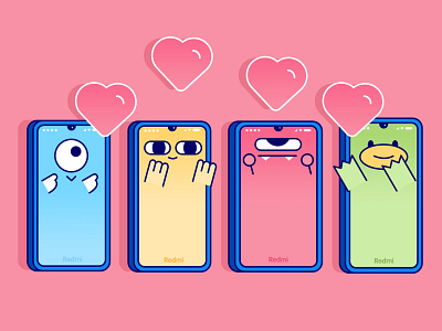 Mobile monster illustration banner illustration kv mi mobile phone monster poster