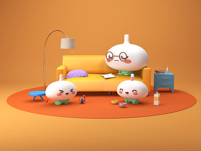 Reading... 3d art basketball book c4d c4dart character cute design game garlic home illustration lamp milk pillow reading room sofa talk