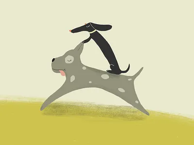 Running dogs dog dog illustration dogs draw drawing illustration