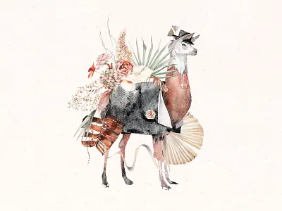 Paradise Garden Watercolor Set art clipart download elements floral flowers frame garden graphic illustrations lama paradise watercolor wedding