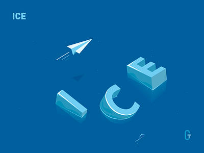 ICE clear design font ice icecream illustration isometric isometric design paper plane