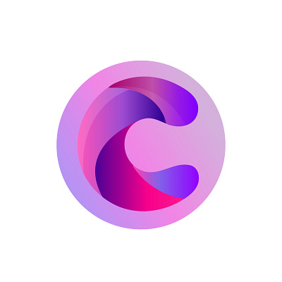 "C" for "creativity" concept creative gradient illustration letter logo purple