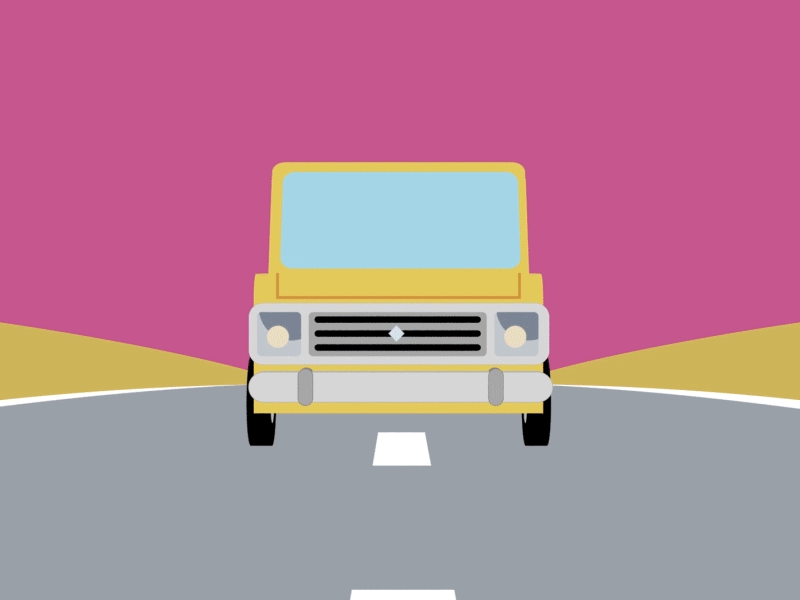 Pick up after effect animation illustration motion design motiondesigner on the road pickup truck road street lamp