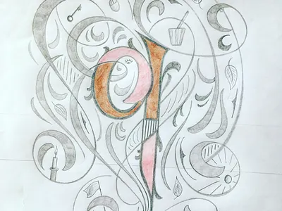 q - Letter flourishes lettering script sketch