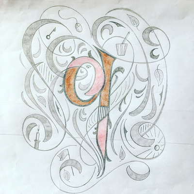 q - Letter flourishes lettering script sketch