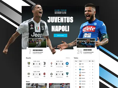 Welcome Back Serie A! black black white blue calcio cristiano ronaldo dark design football football club football website goal gradient insigne inspiration italy juventus napoli ronaldo serie a sport