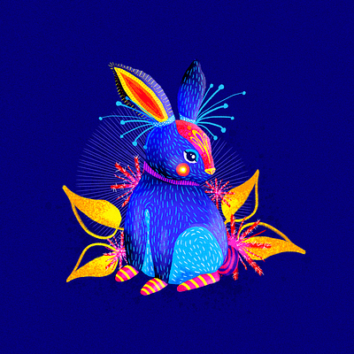 Conebrije alebrije animal art artesanía character design colorful colors creatures drawing fantasy illustration mexican mexico neon neon colors photoshop rabbit