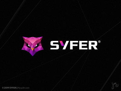 SYFER | Logo Design cyber security forbes it security logo design lowpoly owl pink polygonal purple safe internet startup syfer tech company technologies vpn