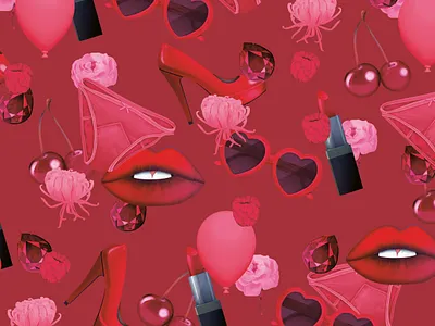Pattern design book art branding color design drawing fashion feminine girly illustration lipstick pattern pattern art patterns red sexy woman woman illustration