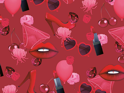 Pattern design book art branding color design drawing fashion feminine girly illustration lipstick pattern pattern art patterns red sexy woman woman illustration