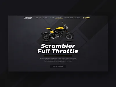 Hero Section Design #5 | Scrambler Full Throttle bike ducati herosection landing page landing page design landingpage moto motorcycle ui ux web website