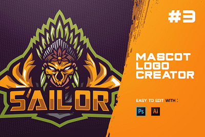 E - Sports Logo Creator #3 badge beach brand design e sports esports forest gaming human humans illustration jungle logo mascot pirate pirate ship pirates sea sports warrior