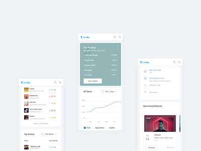 DashGo App app mobile design music music app playlists product publishing sales service statistics track trend web app