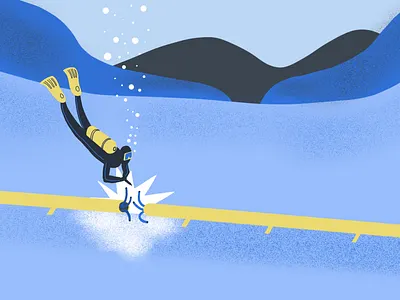 Diver geoscience illustration procreate sea engineering style styleframe