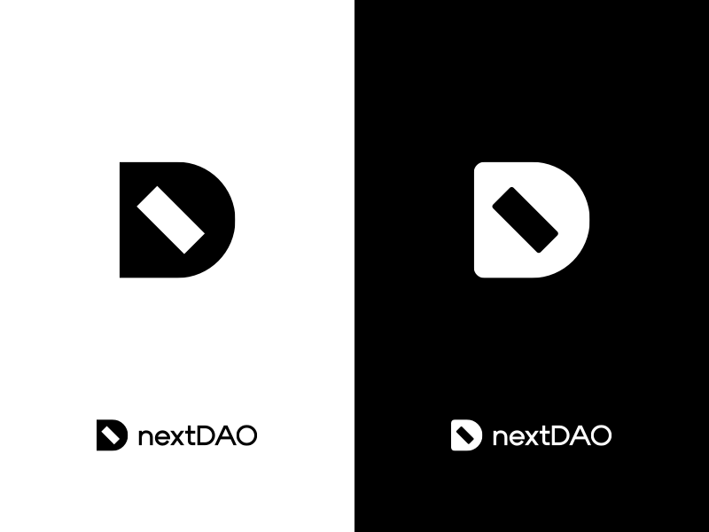 nextDAO logo design blockchain brand d dao logo n next sketch